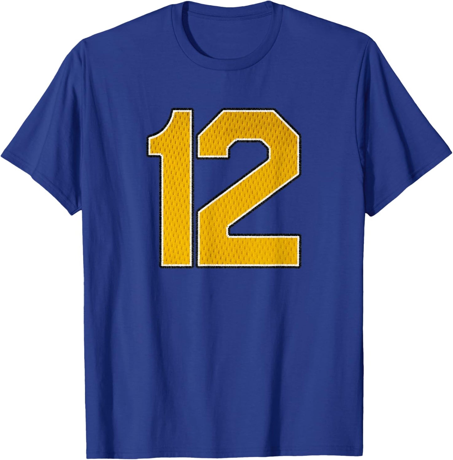 Gold Number 12 Athlete Sports Jersey Supporter Fanwear T-Shirt - T-Shirt | Royal