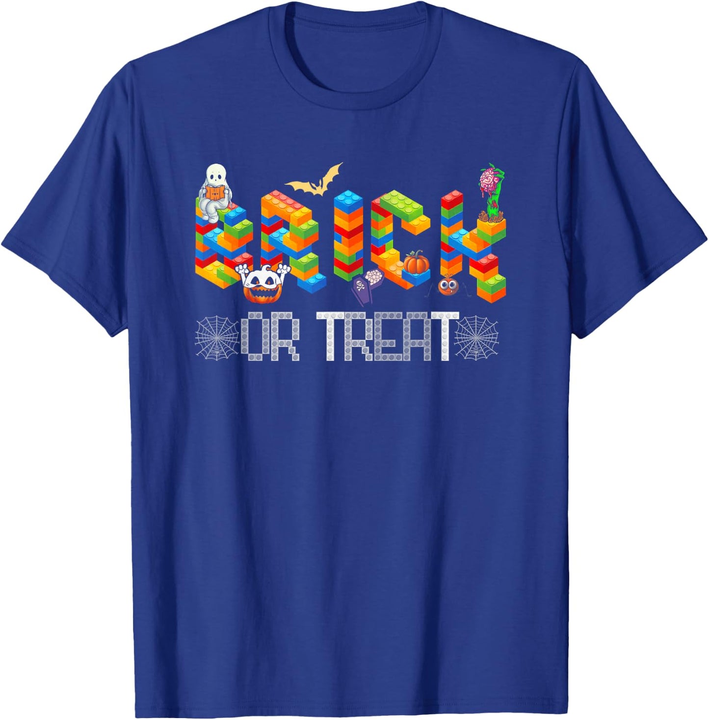 Block Building Halloween Brick Or Treat Kids Master Builder T-Shirt - T-Shirt | Royal