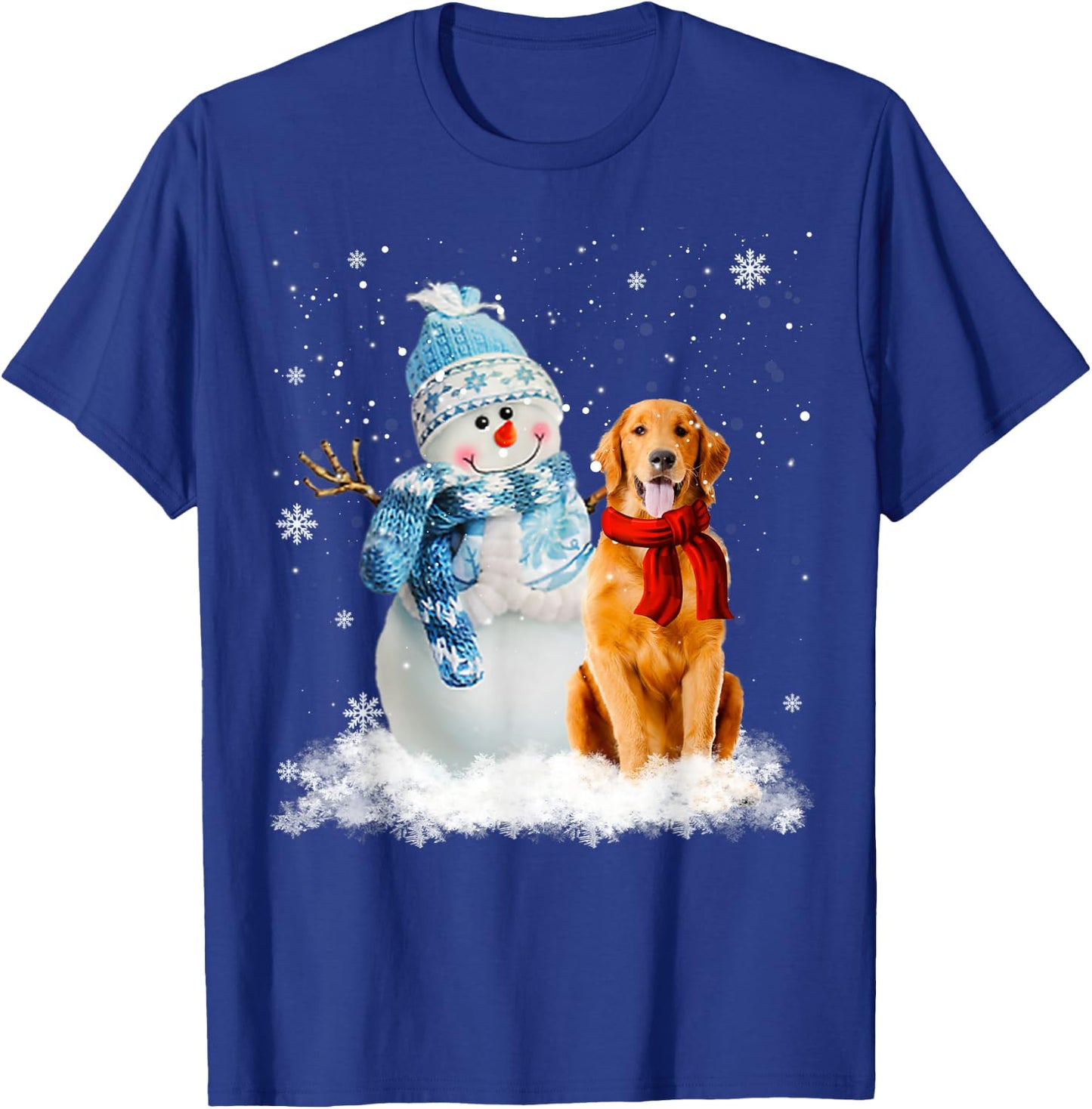 Funny Golden Retriever Christmas Snowman Christmas Pajama T-Shirt - T-Shirt | Royal