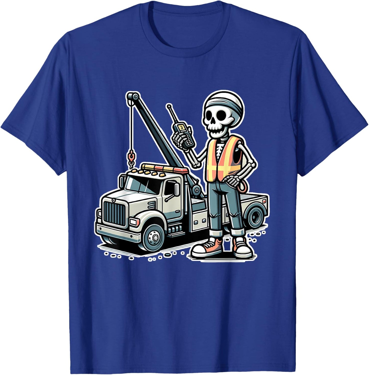 Halloween Skeleton Tow Truck Driver T-Shirt - T-Shirt | Royal