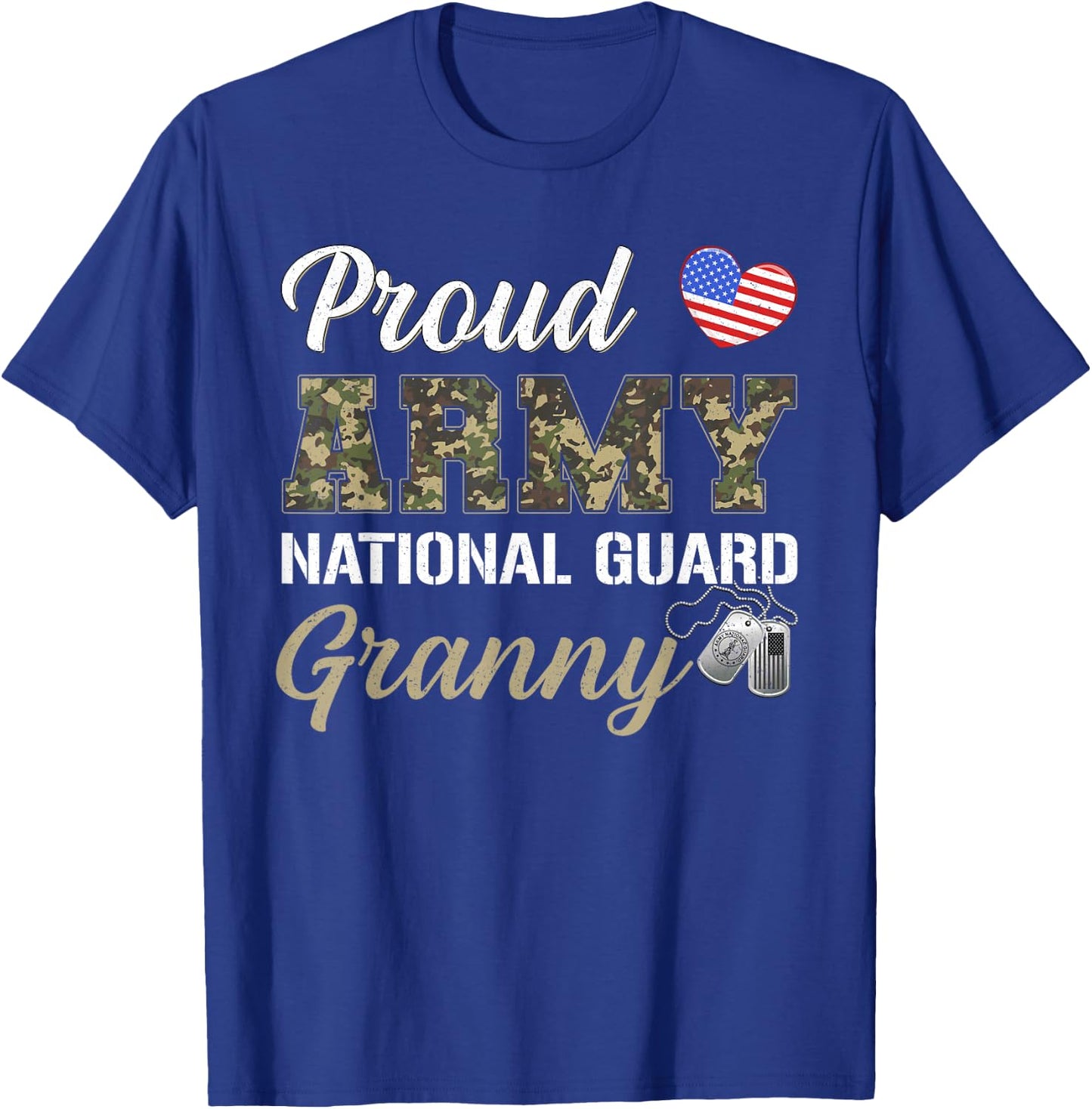 Retro Proud Army National Guard Granny Military Pride Outfit T-Shirt - T-Shirt | Royal