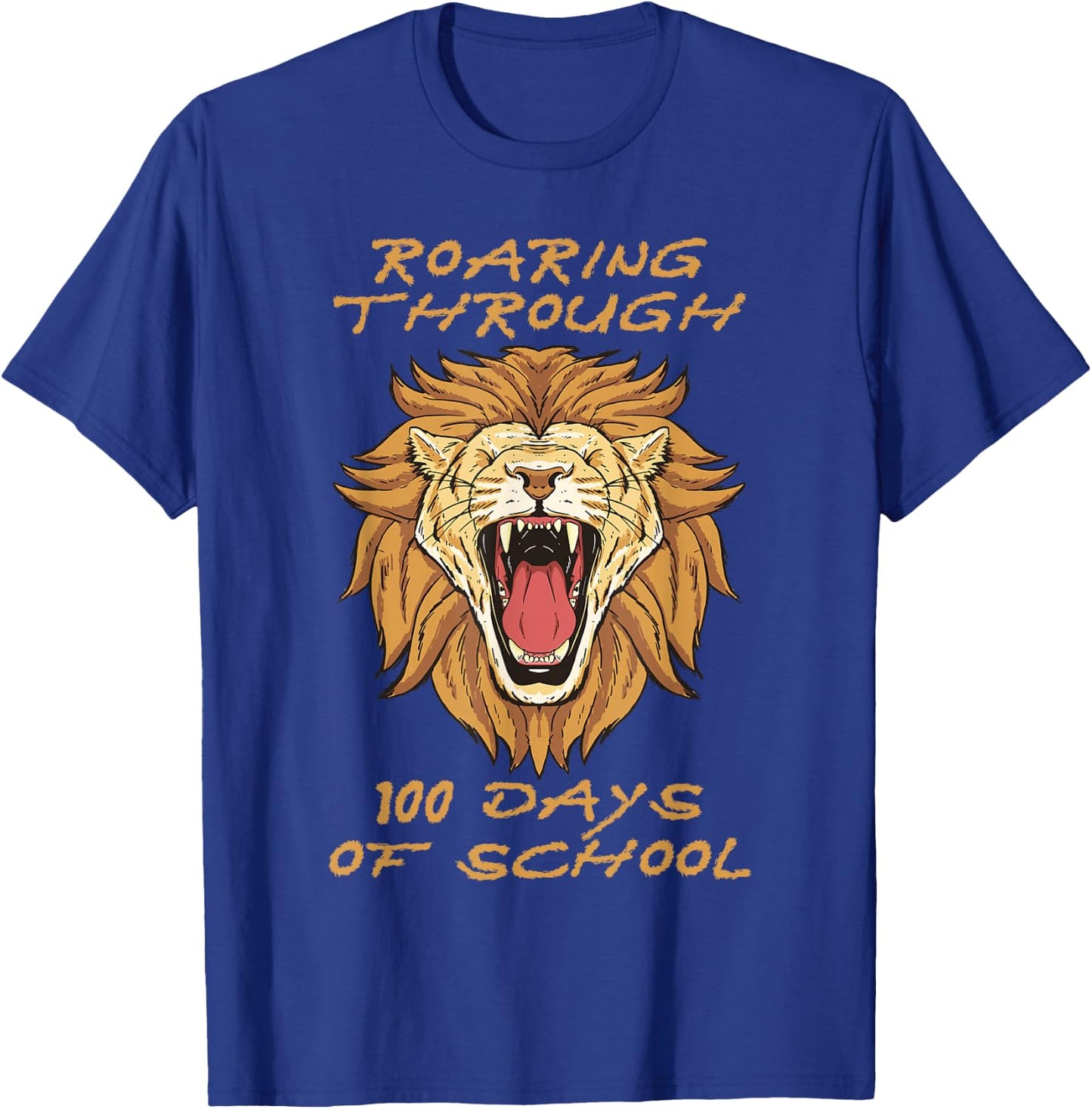 Roaring Through 100 Days of School Lion Teacher Kids Boys T-Shirt - T-Shirt | Royal