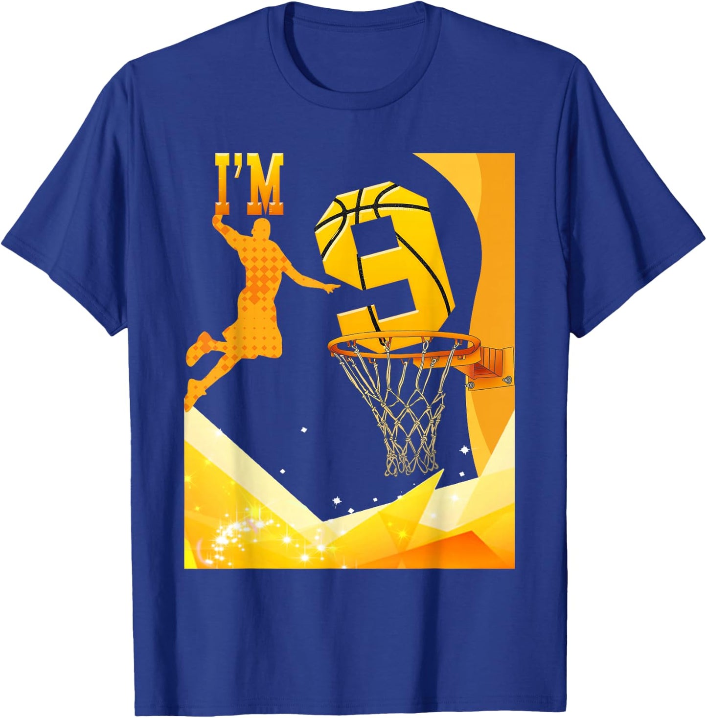 I'm 9 Bball 9th Birthday A Boys Girls Who Plays Basketball T-Shirt - T-Shirt | Royal