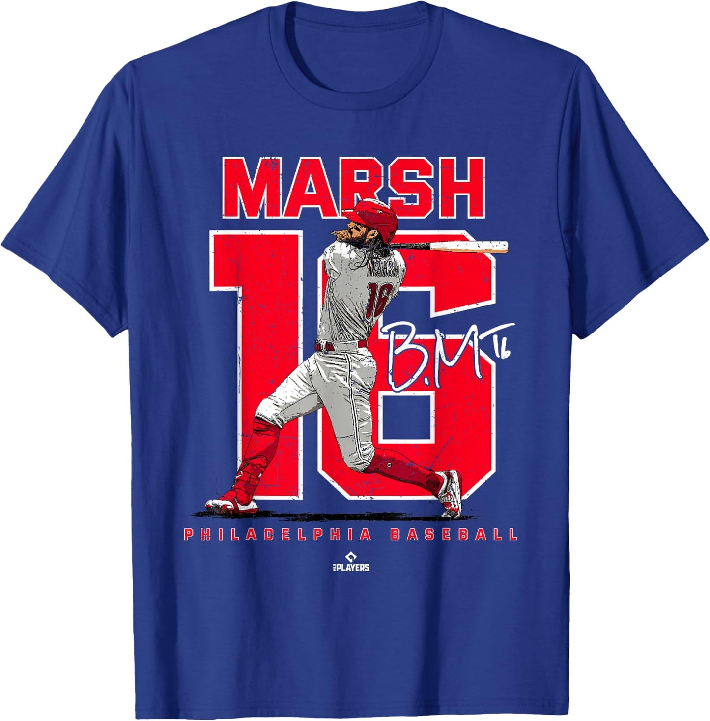 Number and Portrait Brandon Marsh Philadelphia MLBPA T-Shirt - T-Shirt | Royal