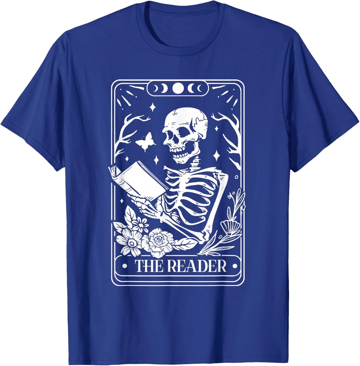 The Reader Tarot Funny Skeleton Reading T-Shirt - T-Shirt | Royal