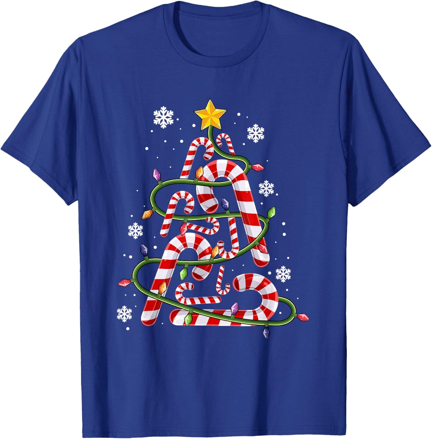 Candy Cane Shirt for Family, Kids Christmas Tree Lights T-Shirt - T-Shirt | Royal