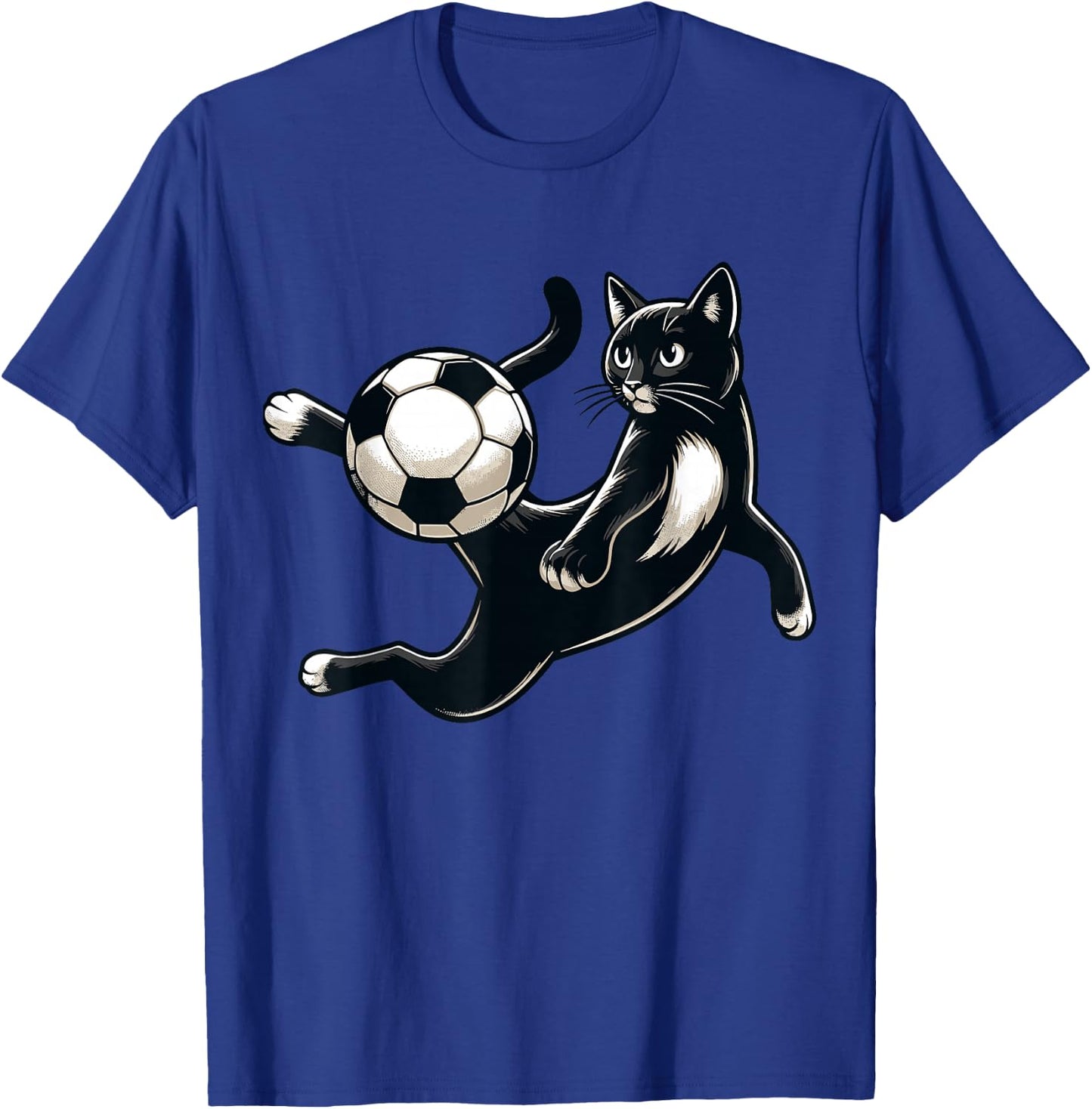 Black Cat Bicycle Kick - Soccer Fans Women Men Kids T-Shirt - T-Shirt | Royal
