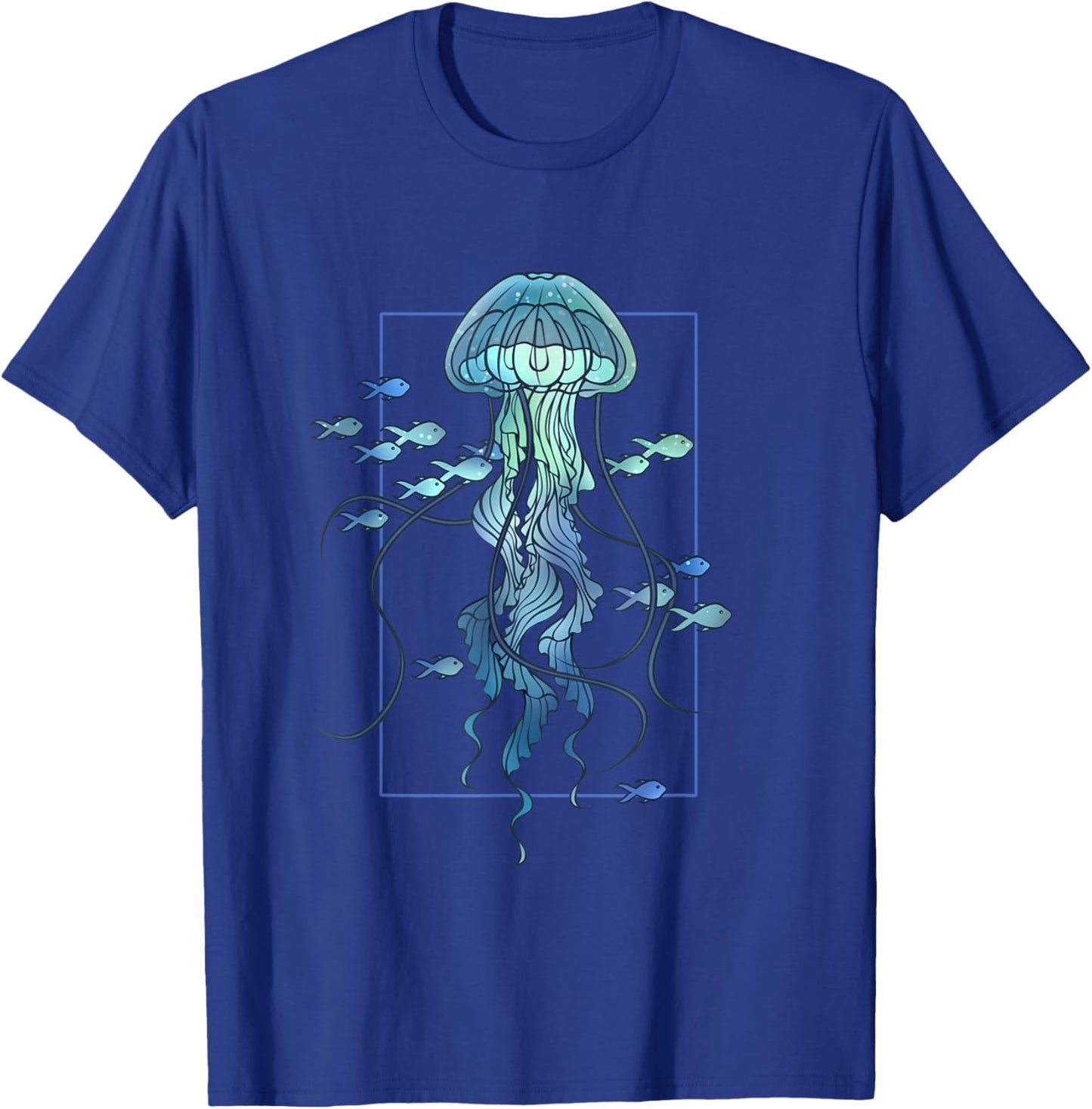 Graphic Jellyfish and Fishes in Sea T-Shirt - T-Shirt | Royal