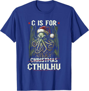 C Is For Cthulhu Christmas Cosmic Horror Cthulhu T-Shirt - T-Shirt | Royal