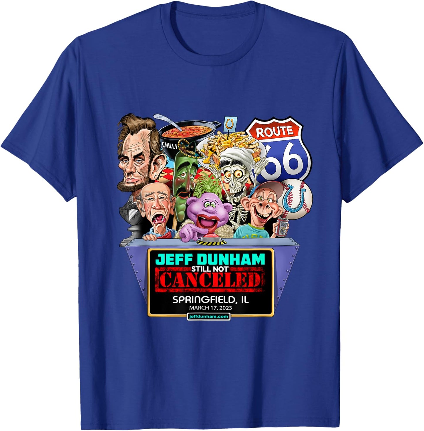Jeff Dunham Springfield, IL (2023) T-Shirt - T-Shirt | Royal