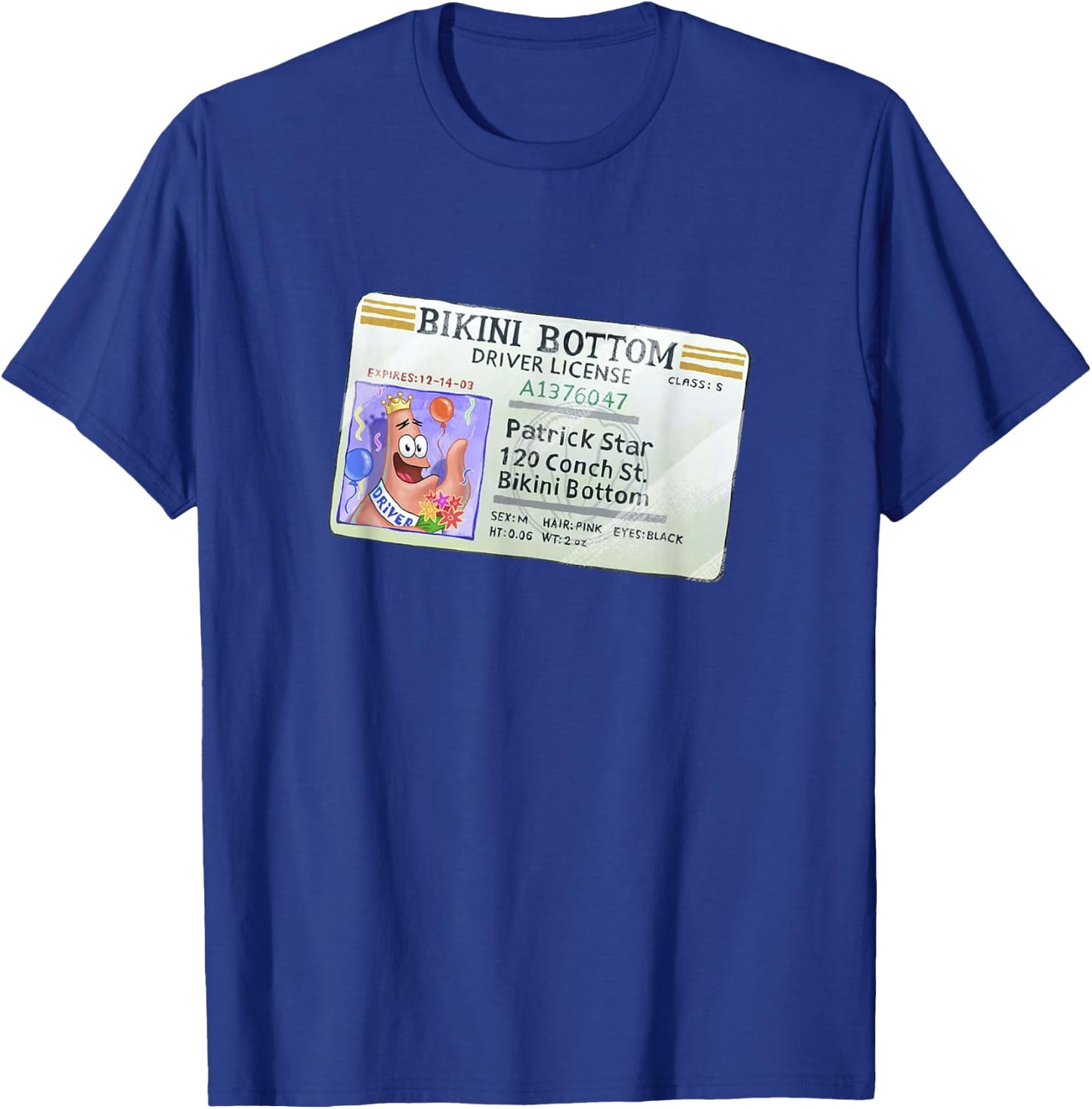 SpongeBob SquarePants Patrick Star Driver License King Logo T-Shirt - T-Shirt | Royal
