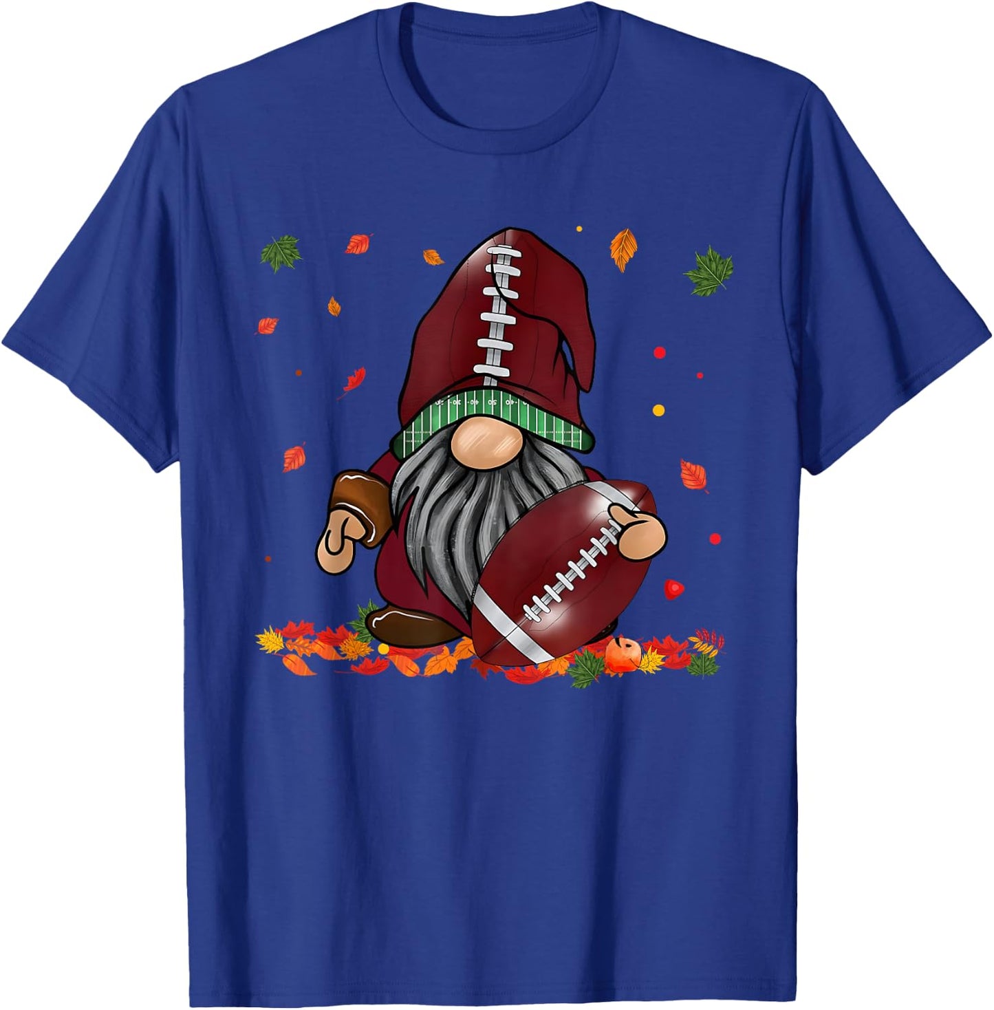 Gnome Football Season Thanksgiving Fall Leaves Autumn T-Shirt - T-Shirt | Royal