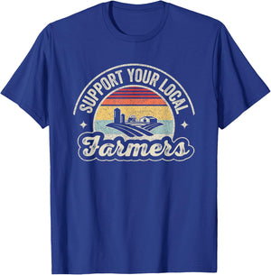 Outta Sight! Vintage Retro Farm Local Food Patriotic Farming Farmer - Black, -Adults, Short Sleeve, , Small T-Shirt - T-Shirt | Royal