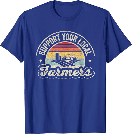 Outta Sight! Vintage Retro Farm Local Food Patriotic Farming Farmer - Black, -Adults, Short Sleeve, , Small T-Shirt - T-Shirt | Royal