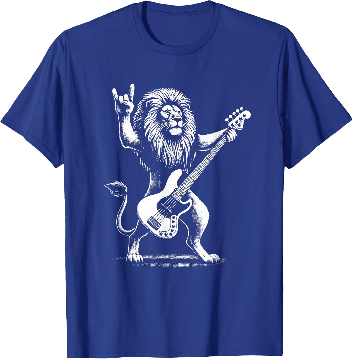 Rock n Roll Lion Playing Guitar Funny Lion T-Shirt - T-Shirt | Royal
