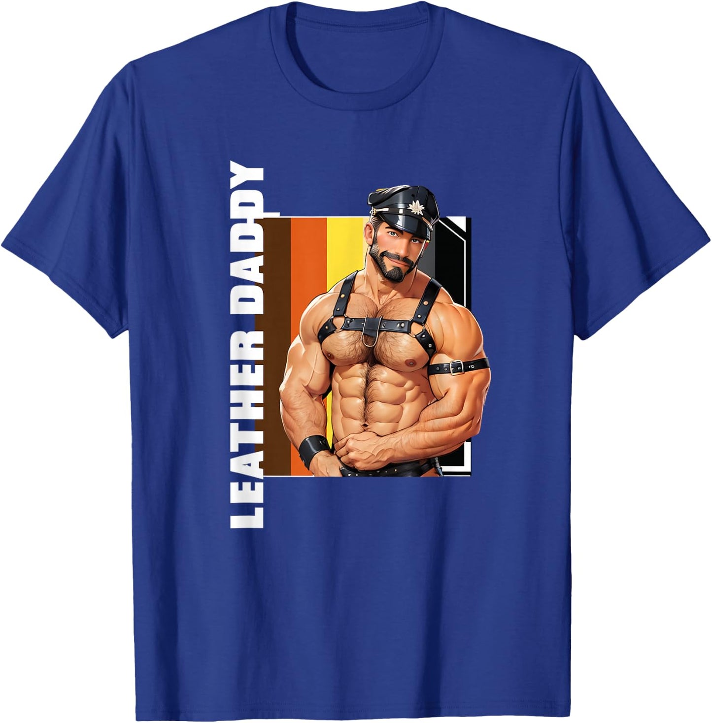 Retro Gay Daddy Leather Gay Biker - Bear Bearded Gay Pride T-Shirt - T-Shirt | Royal