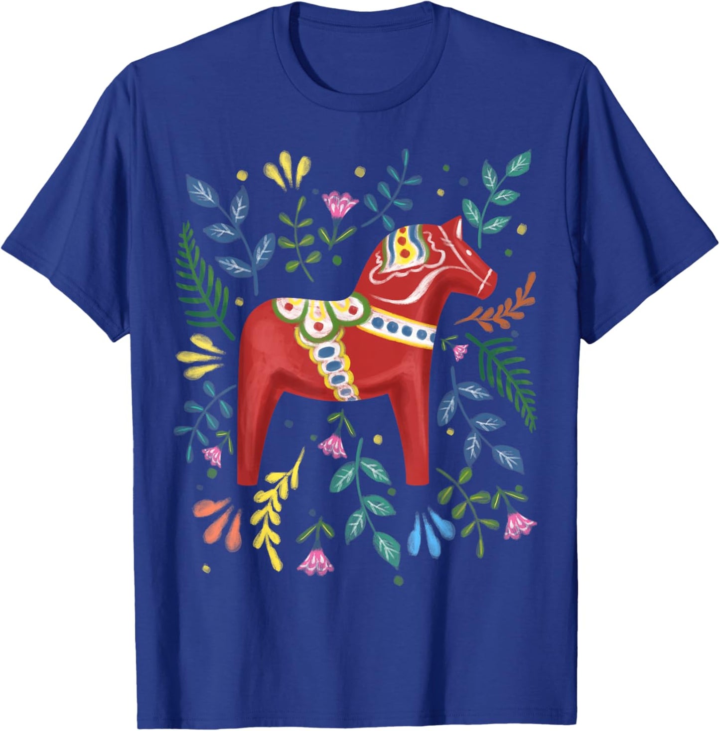 Swedish Dala Horse Folk Art Sweden Flag Dalahelmsoljd Horse T-Shirt - T-Shirt | Royal