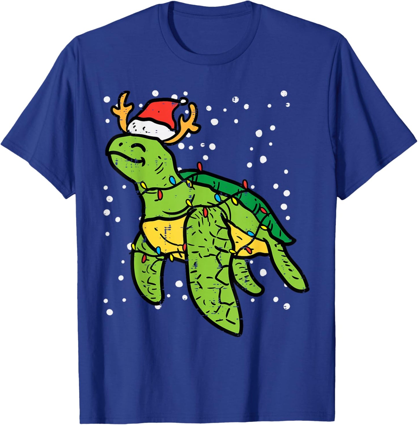 Sea Turtle Santa Christmas Lights Cute Xmas Men Women Kids T-Shirt - T-Shirt | Royal