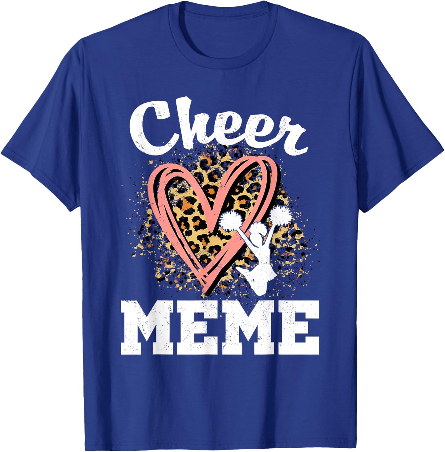 Cheer Meme Leopard Heart Cheerleader T-Shirt - T-Shirt | Royal