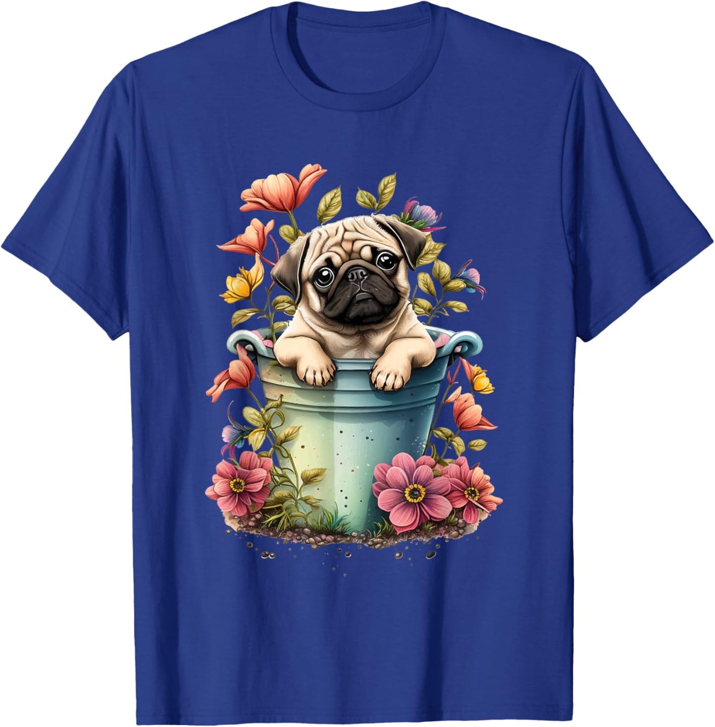 Spring Floral Pug - Dog Owner Pet Trainer Animal Puppy Lover Men Women Kids T-Shirt - T-Shirt | Royal