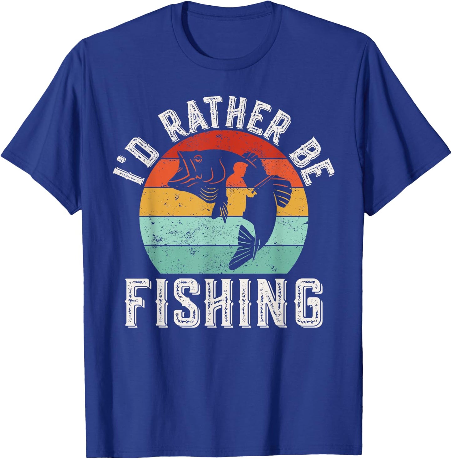 I'd Rather Be Fishing Retro Vintage Fishing T-Shirt - T-Shirt | Royal