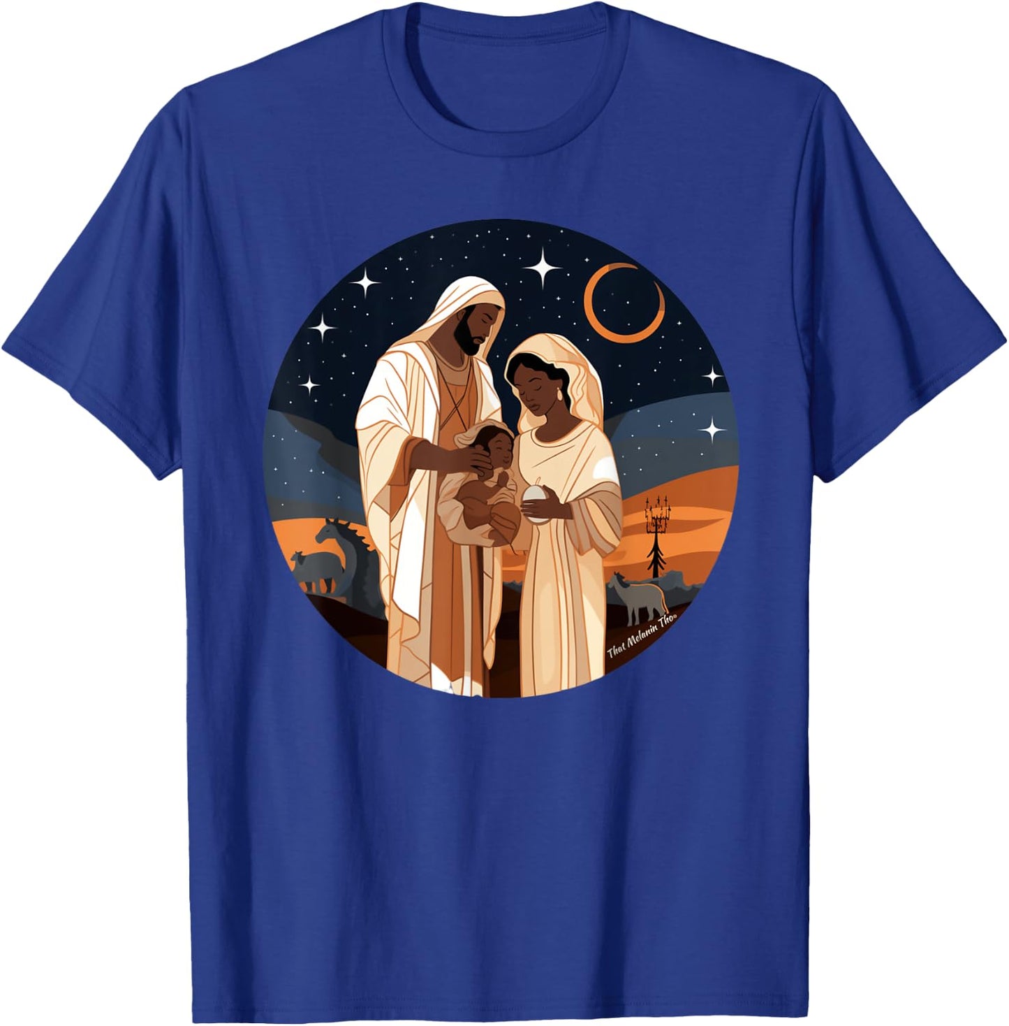 Jesus Is The Reason For The Season Afro Black Nativity Scene T-Shirt - T-Shirt | Royal