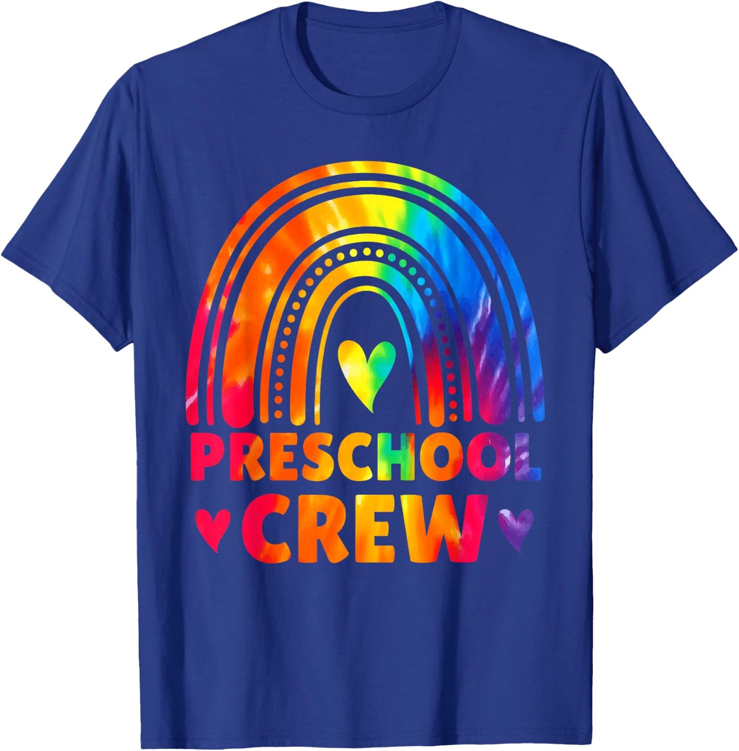 Preschool Crew Teacher Women Tie Dye Back To School Rainbow T-Shirt - T-Shirt | Royal