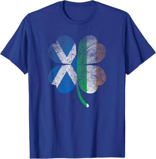 Irish Scottish flag Shamrock Ireland Saint Patricks Day T-Shirt - T-Shirt | Royal