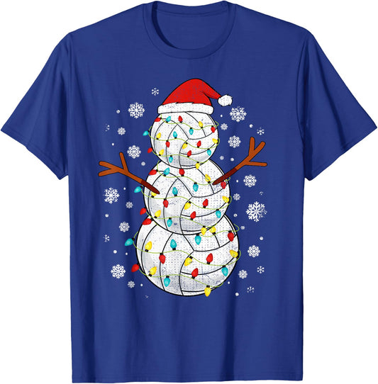 Volleyball Snowman Sports Christmas T-Shirt - T-Shirt | Royal