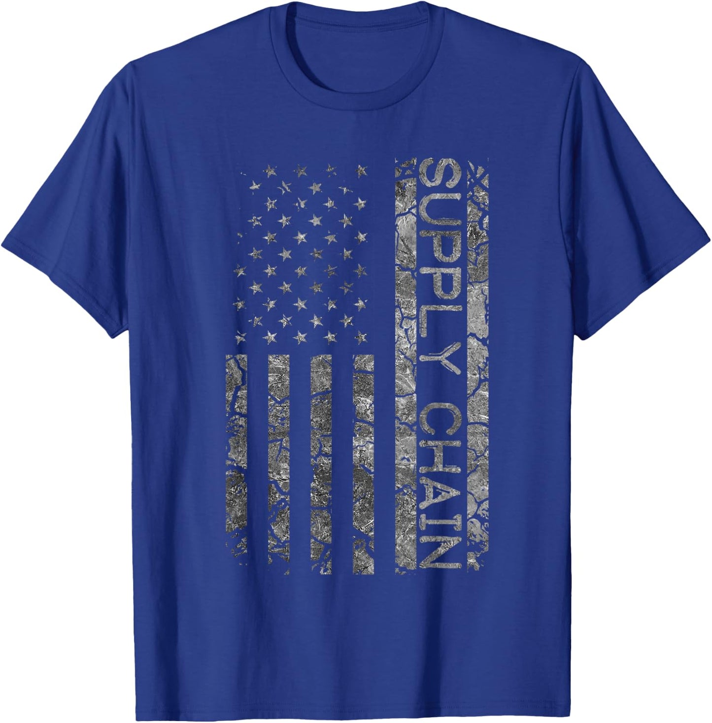 Funny Job Title Worker American Flag Supply Chain T-Shirt - T-Shirt | Royal