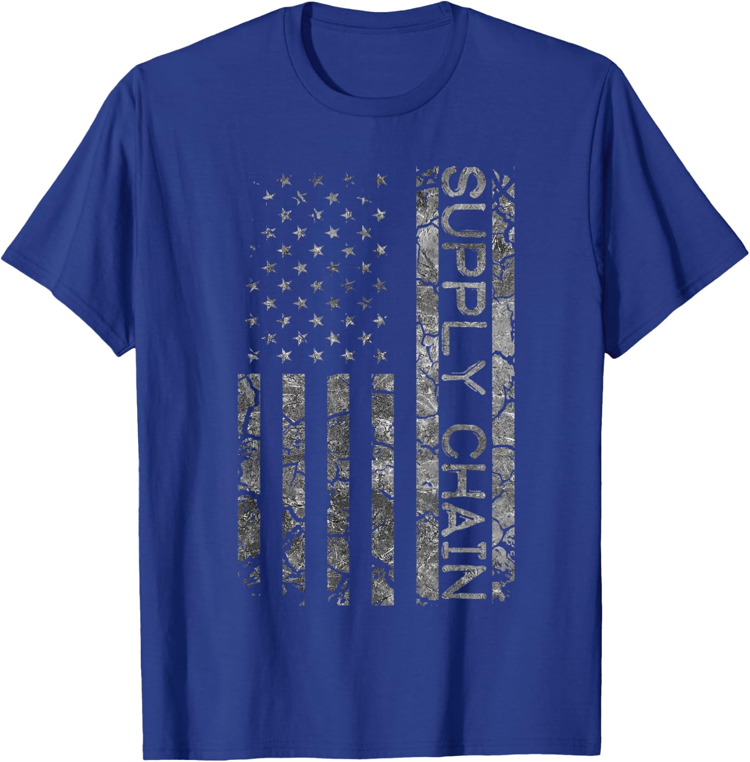 Funny Job Title Worker American Flag Supply Chain T-Shirt - T-Shirt | Royal