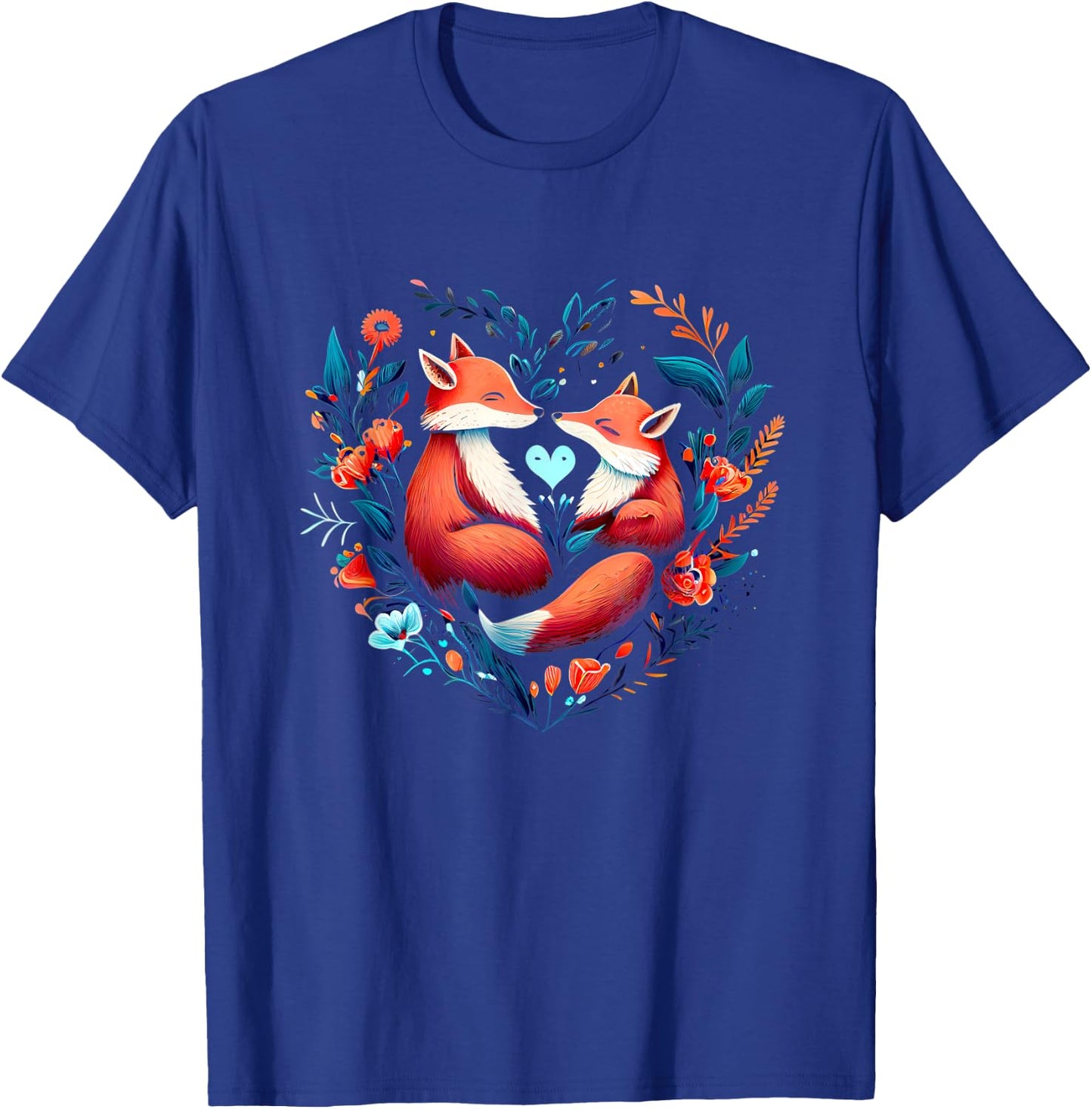 Heart-shaped Fox couple - Valentine's day T-Shirt - T-Shirt | Royal