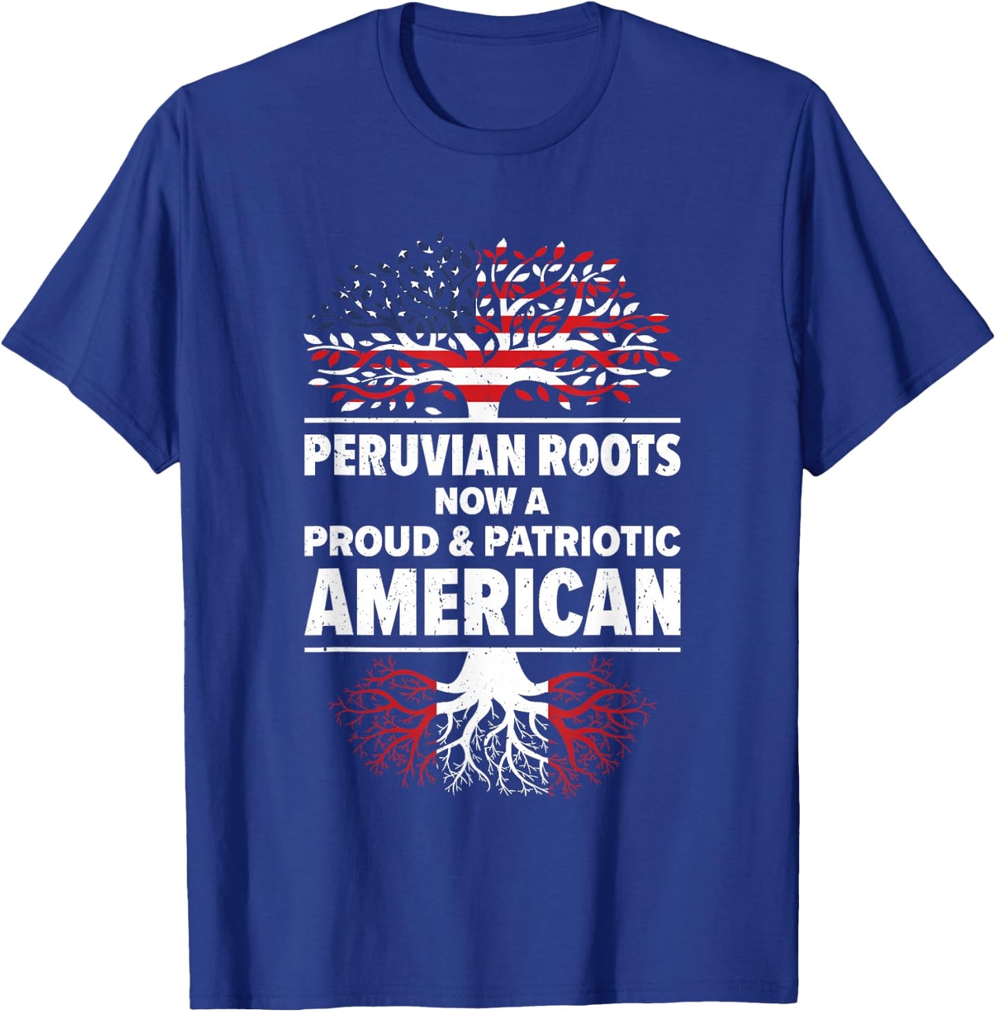 Peruvian American USA Patriot Grown Peru US Flag T-Shirt - T-Shirt | Royal
