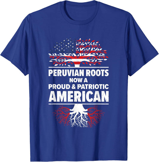 Peruvian American USA Patriot Grown Peru US Flag T-Shirt - T-Shirt | Royal
