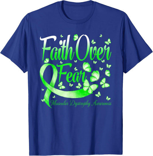 Faith Over Fear Muscular Dystrophy Awareness Butterfly T-Shirt - T-Shirt | Royal