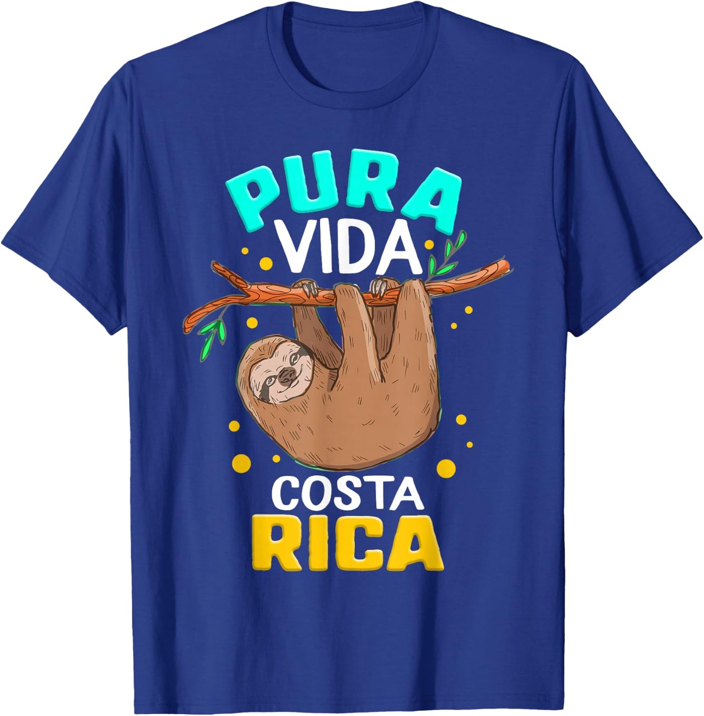 Pura Vida Costa Rica Sloth Sleepy Lazy Summer Vacation Lover T-Shirt - T-Shirt | Royal