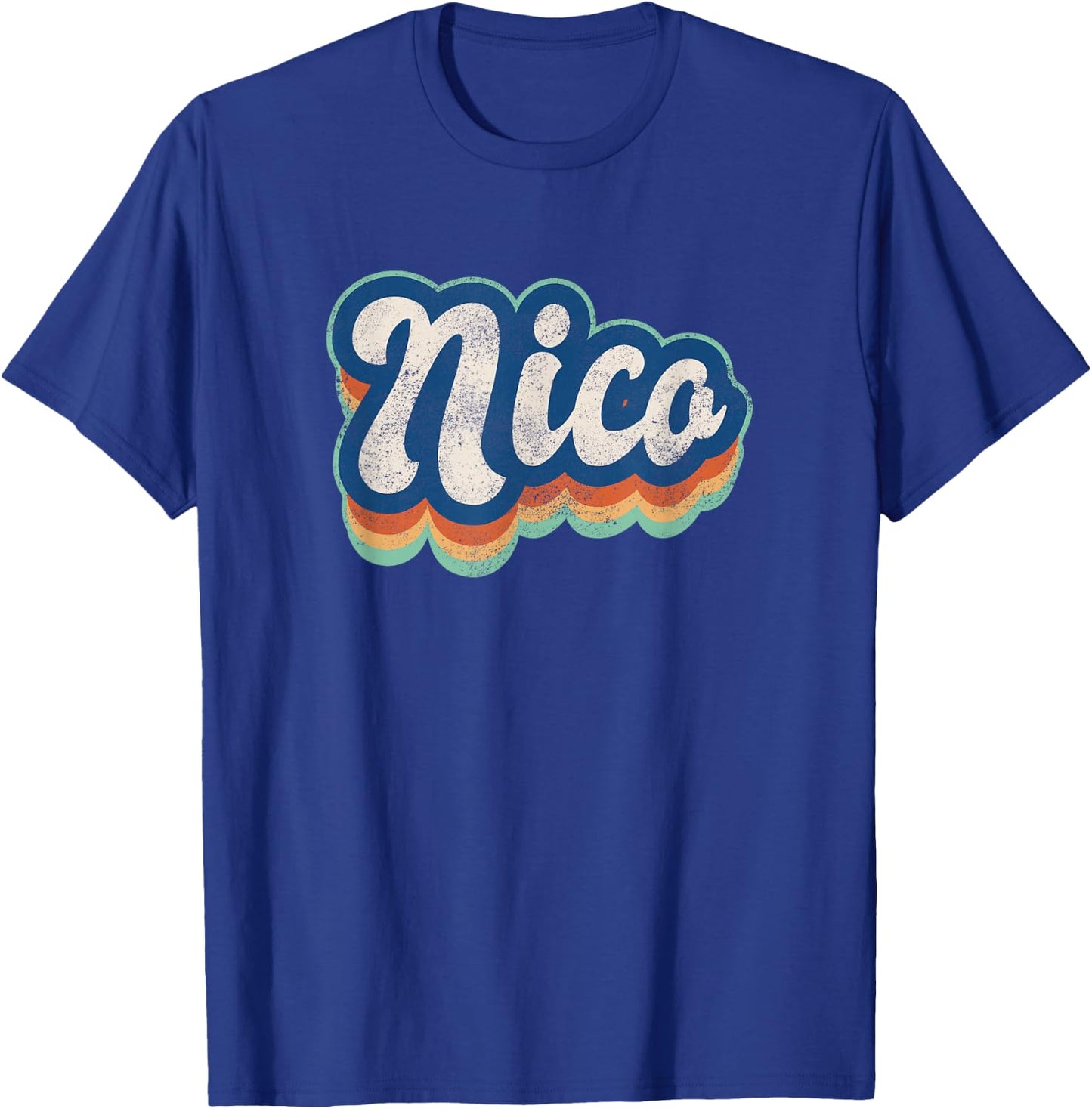 Nico First Name Boy Vintage Style 70s 80s Personalized T-Shirt - T-Shirt | Royal