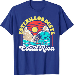 Esterillos Oeste Costa Rica Wave Curl Tube Retro 80s Beach T-Shirt - T-Shirt | Royal