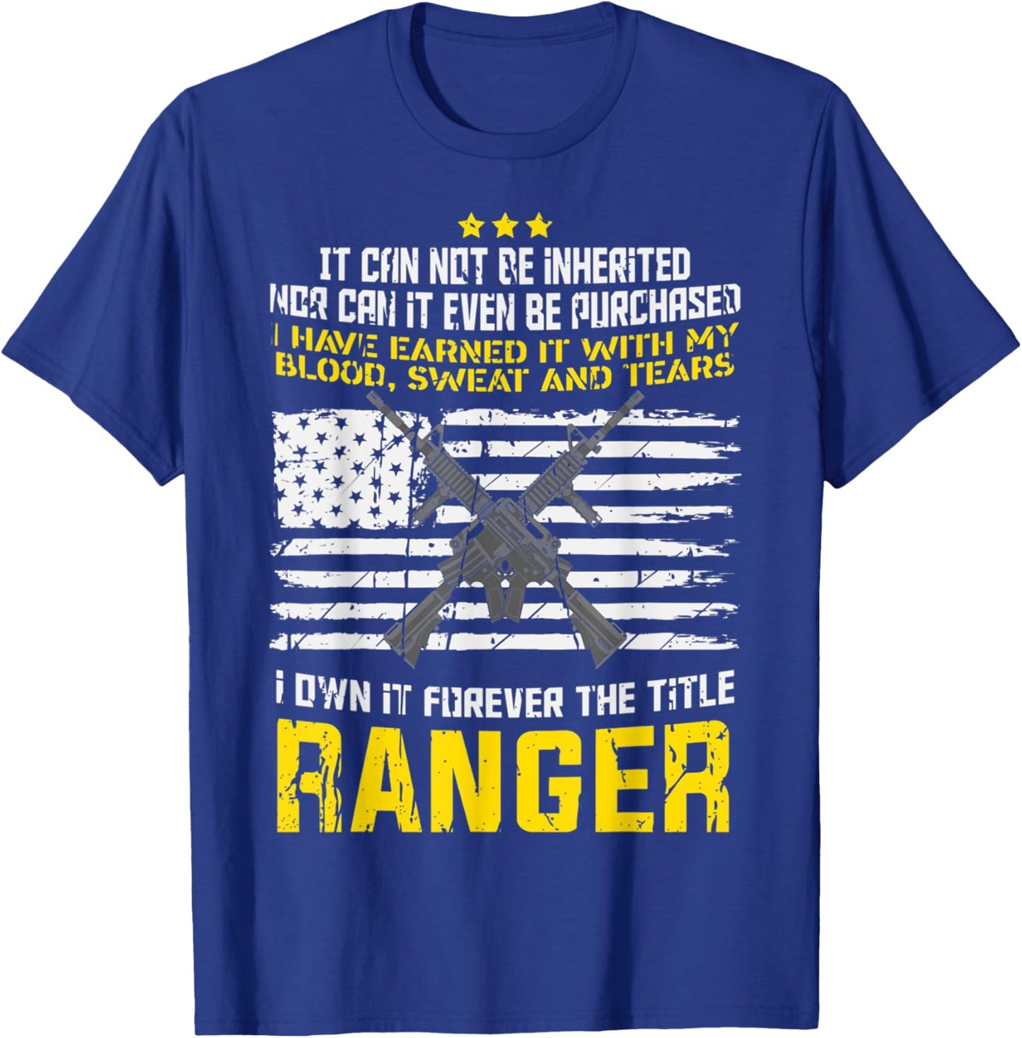 Own It Forever The Title Army Ranger US Veteran Flag USA T-Shirt - T-Shirt | Royal