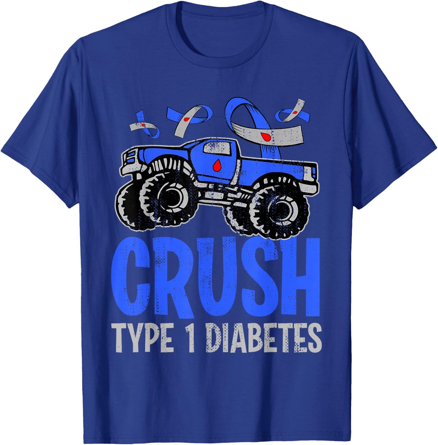 T1D Kids Monster Truck Crush Type 1 Diabetes T-Shirt - T-Shirt | Royal