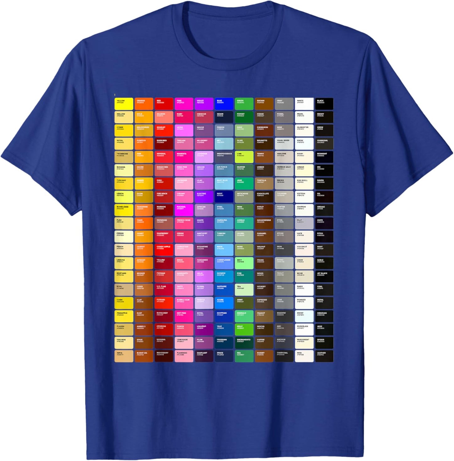 Color Chart Hex Codes T-Shirt - T-Shirt | Royal