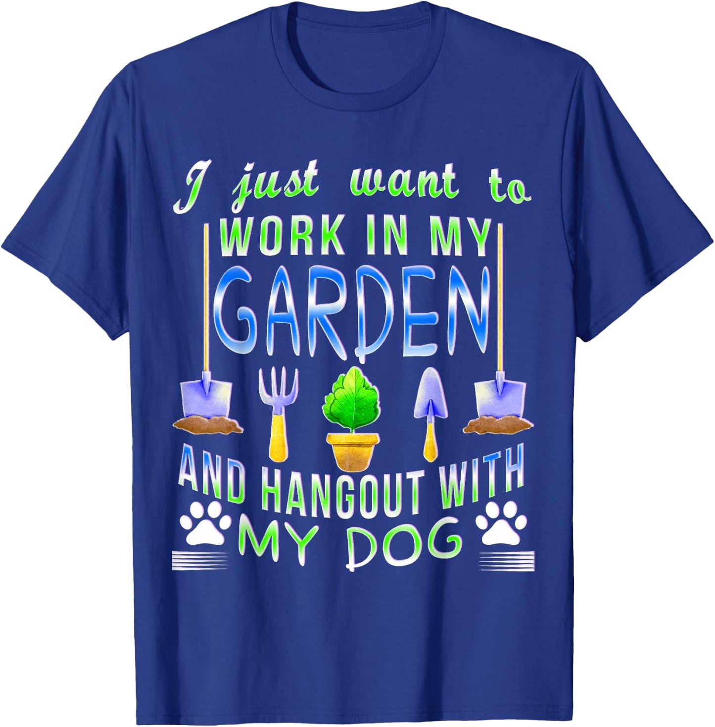 Gardening Dog Lover Gardener Garden Pet Gifts Plants T-Shirt - T-Shirt | Royal
