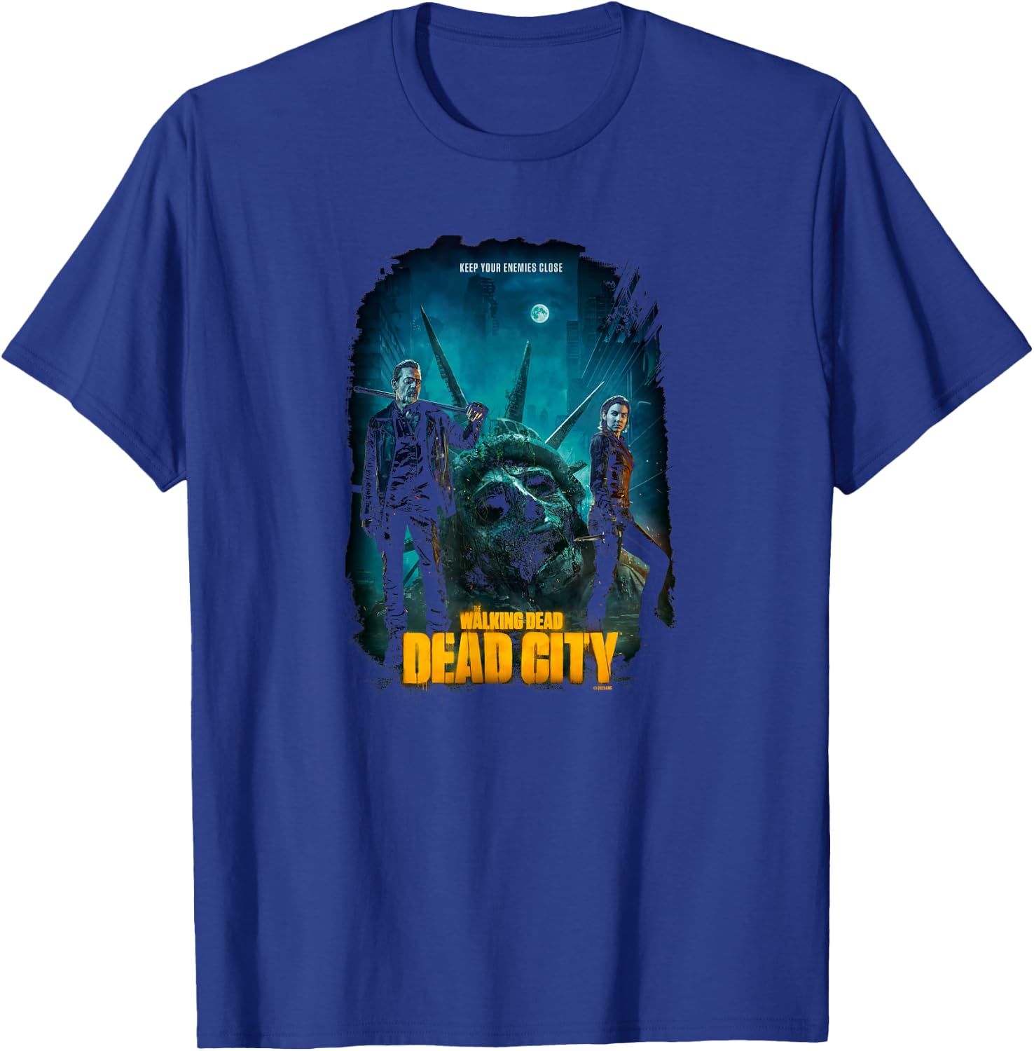 The Walking Dead Dead City Season 1 Key Art - -Adults, Black, Small, Short Sleeve, Classic Fit, Crew Collar, Modern, Unique Graphic Design T-Shirt - T-Shirt | Royal