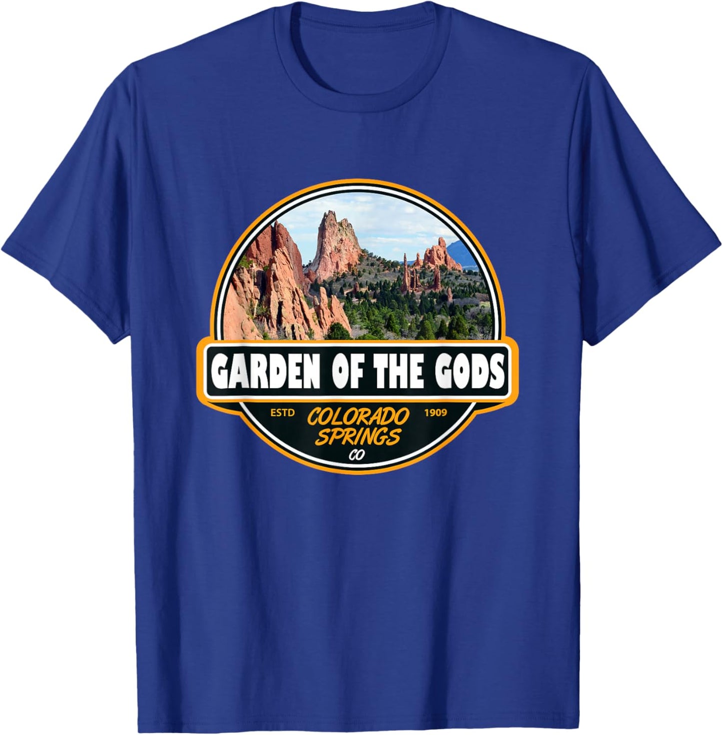 Garden of the Gods Colorado Springs Travel Art Emblem T-Shirt - T-Shirt | Royal