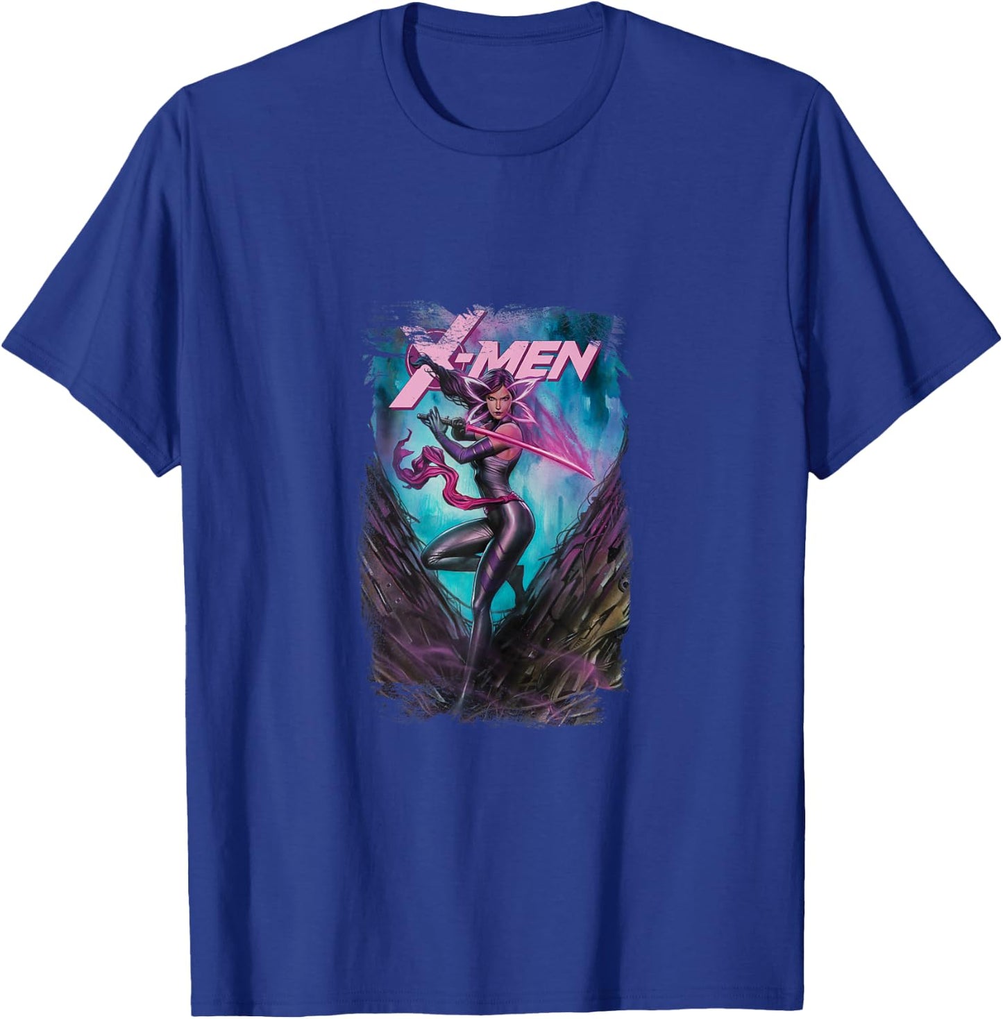 Marvel X-Men Psylocke Wielding Sword Vintage Poster T-Shirt - T-Shirt | Royal