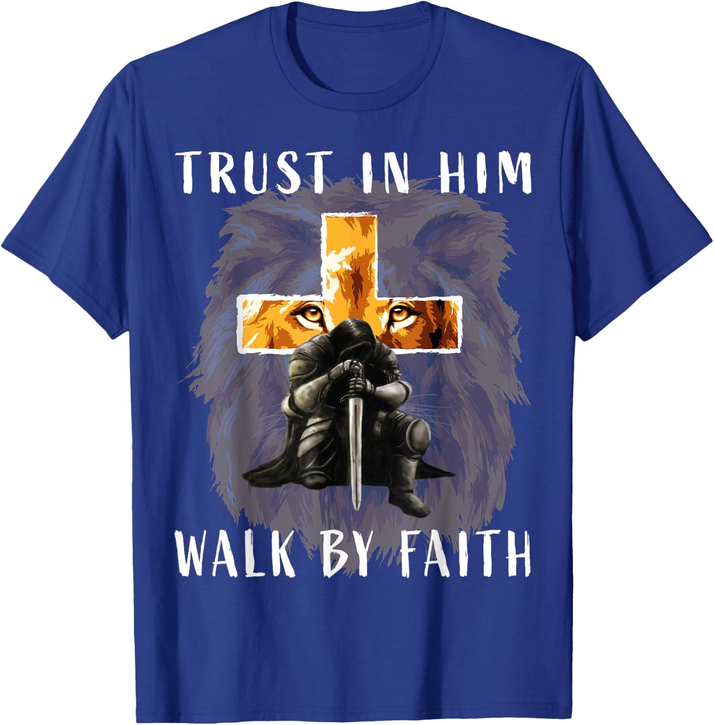 Trust Walk by Faith Christian Religious Sayings Graphic Men T-Shirt - T-Shirt | Royal