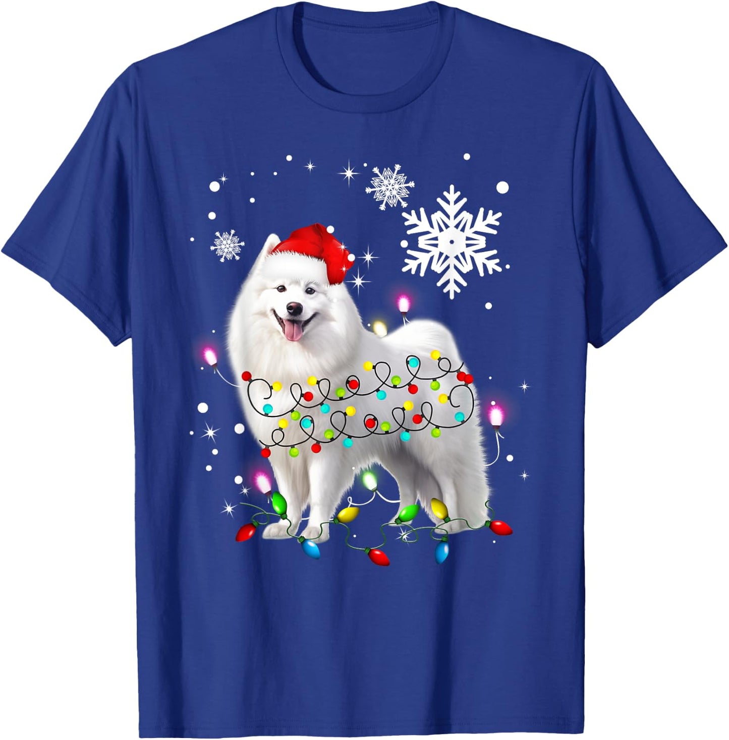 Samoyed Christmas Tree Light Pajama Samoyed Lover Xmas T-Shirt - T-Shirt | Royal