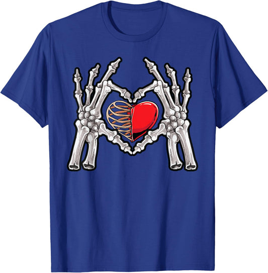 Skeleton Hand Heart Sign Bones Costume Love Skull Tapestry T-Shirt - T-Shirt | Royal