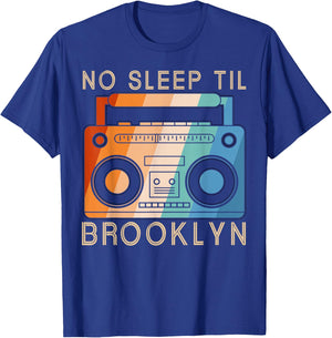 Retro No Sleep Til Brooklyn Vintage Portable Stereo T-Shirt - T-Shirt | Royal