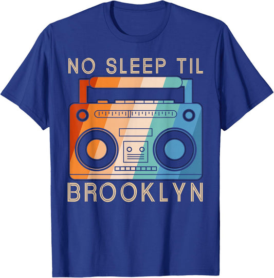 Retro No Sleep Til Brooklyn Vintage Portable Stereo T-Shirt - T-Shirt | Royal